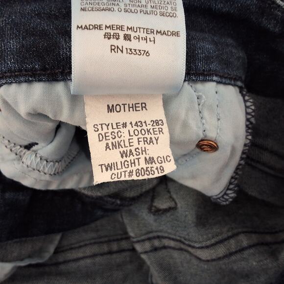 Mother The Looker Jean Women 27 (28x27)* Ankle Fray Mid Rise Dark Wash Skinny - Picture 7 of 12